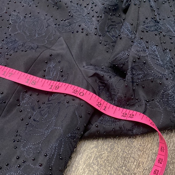 Ellen Tracy Silk Blend Floral Embroidered & Beaded Open Front Black Jack… - Picture 4 of 11